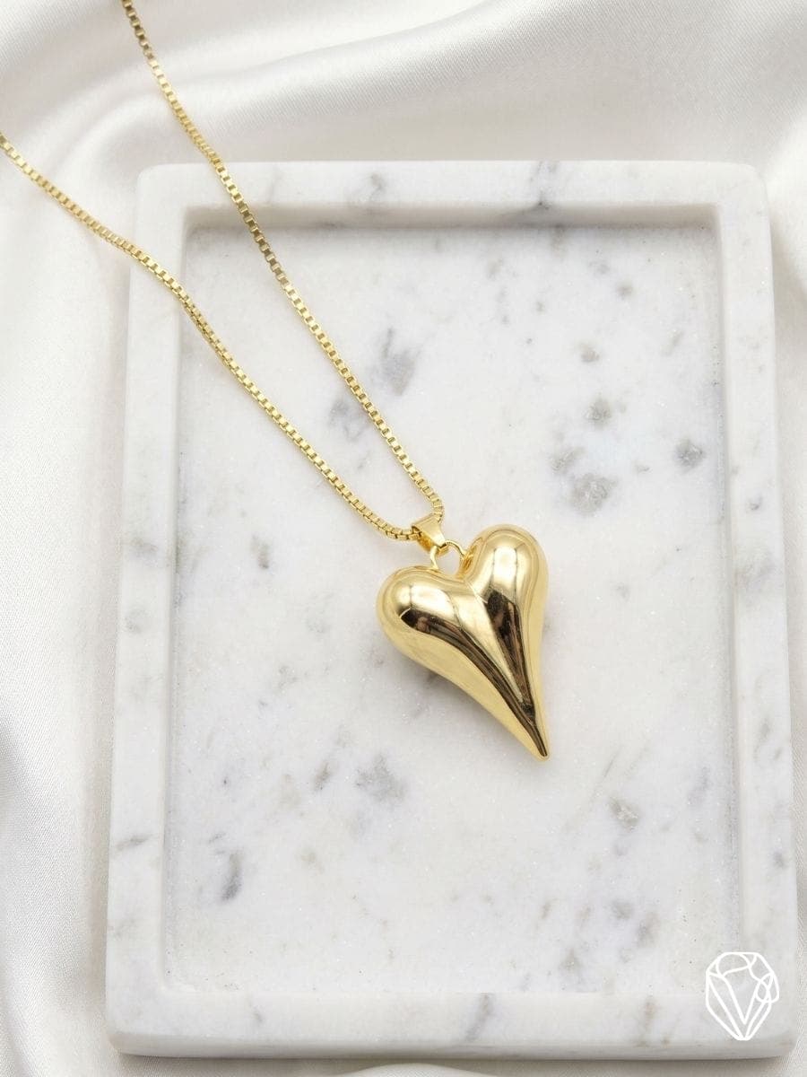 Collar Corazón Volumétrico — Oro Laminado Americano | Varelis